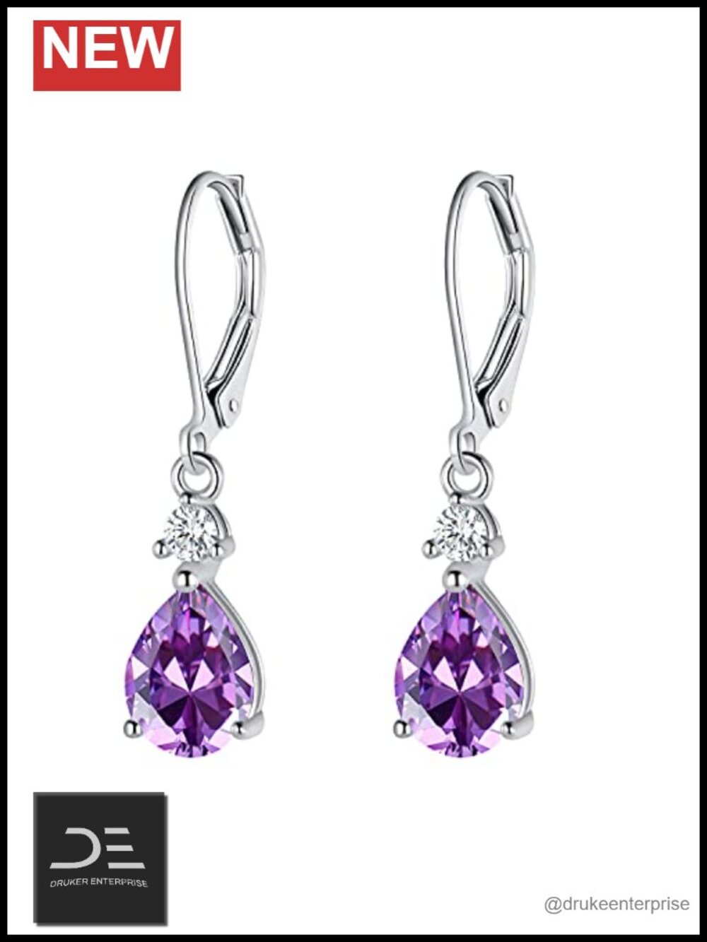 925 Sterling Silver Teardrop Leverback Earrings Drop Dangly Gemstone